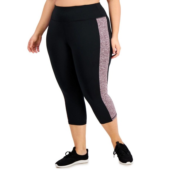 Ideology Plus Size Colorblocked Capri Leggings 3X- Pink/Black - Picture 1 of 4